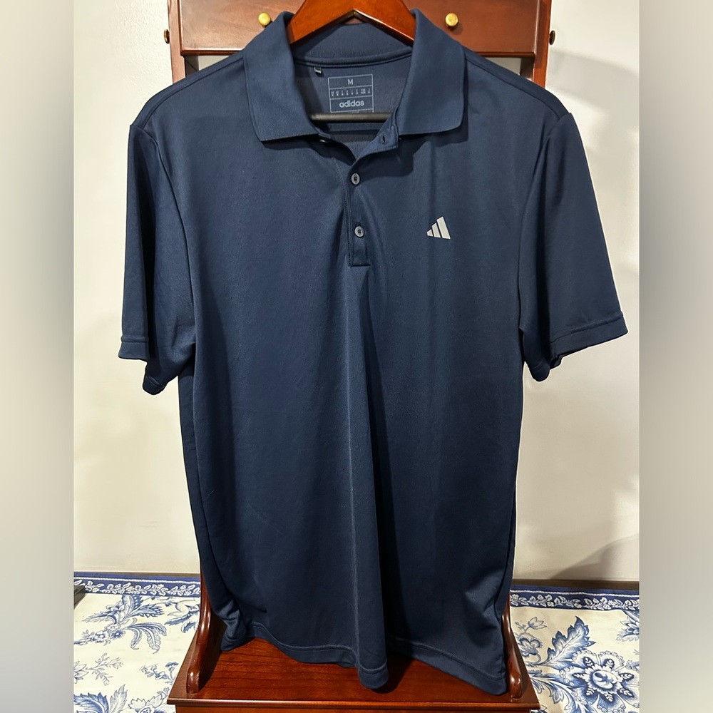 Adidas Men's Dark Blue Navy Lightweight Polo Shirt Short Sleeve Medium